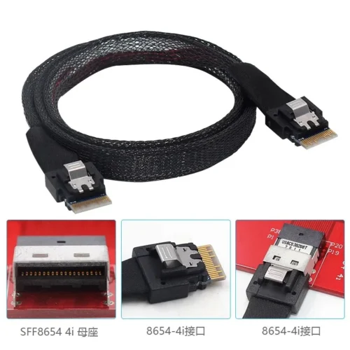 SFF-8654 4i To SFF-8654 4i Slim SAS Straight Cable