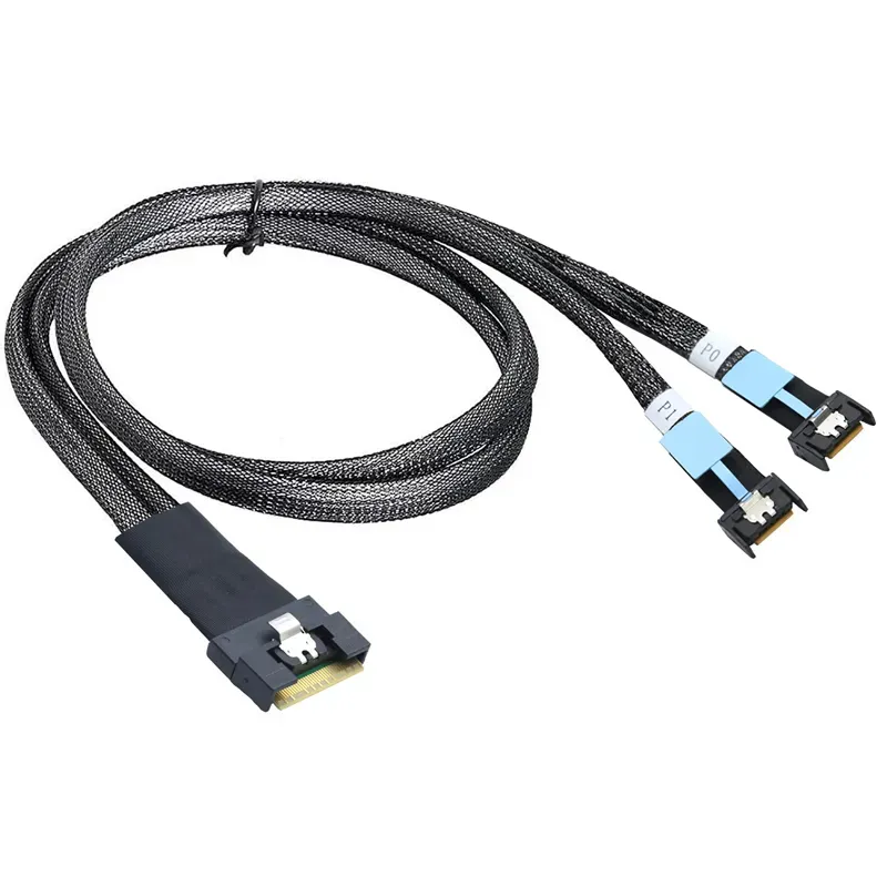 SFF-8654 8i To 2×MCIO 4i Breakout Cable