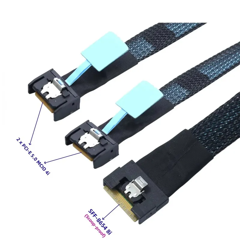 Slim SAS 8654 8i MCIO Split Cable SFF-8654 8i To 2×MCIO 4i Breakout Cable