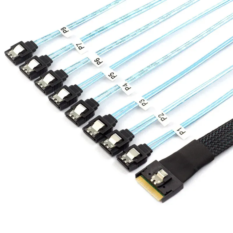 Slim SAS 8654 8i SATA Split Cable SFF-8654 8i To 8 SATA 1 to 8 Breakout Cable