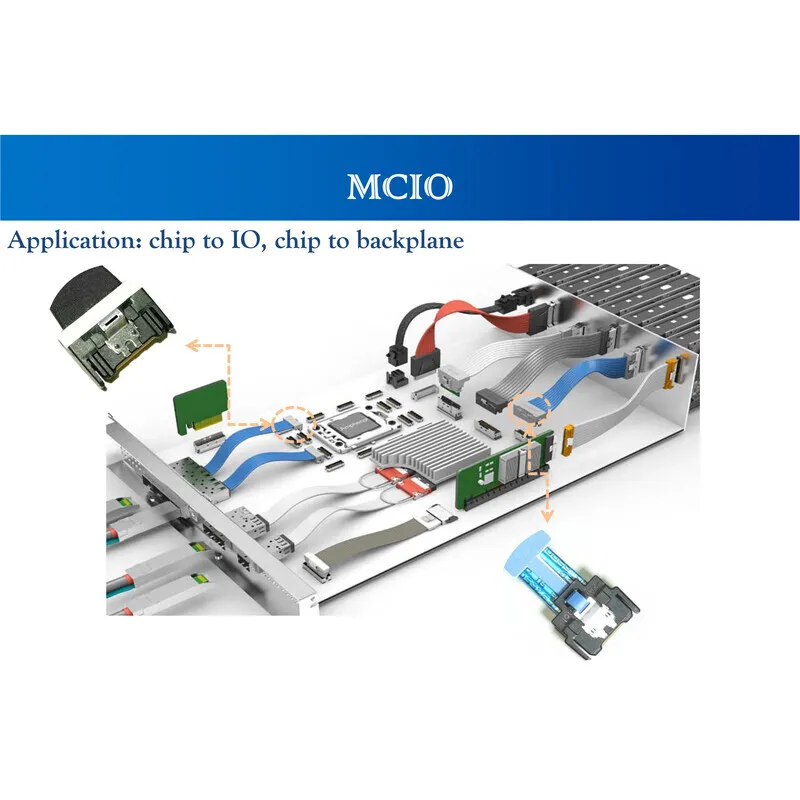 MCIO 8i Straight Through Cable MCIO 8i To MCIO 8i Straight Interconnect Cable