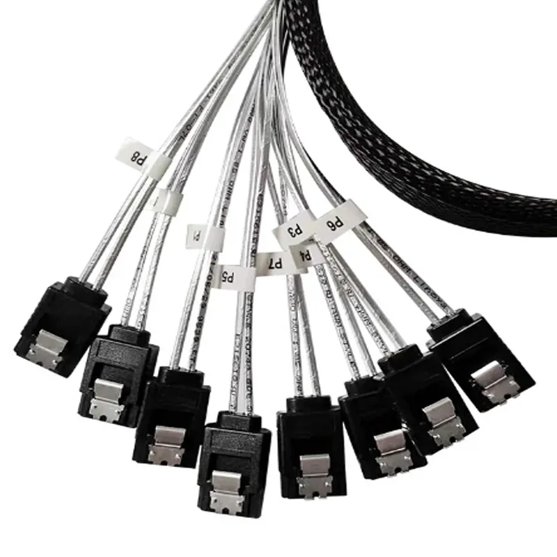 Slim SAS 8654 8i SATA Split Cable SFF-8654 8i To 8 SATA 1 to 8 Breakout Cable