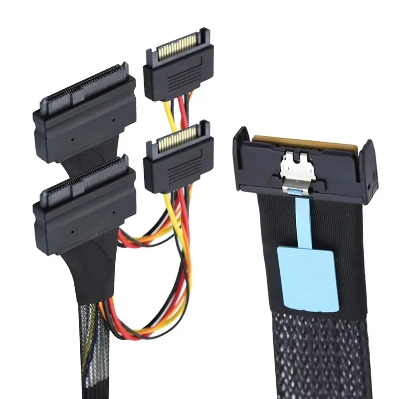 MCIO 8i U.2 Splitter Cable MCIO 8i To 2×SFF-8639 U.2 Breakout Cable