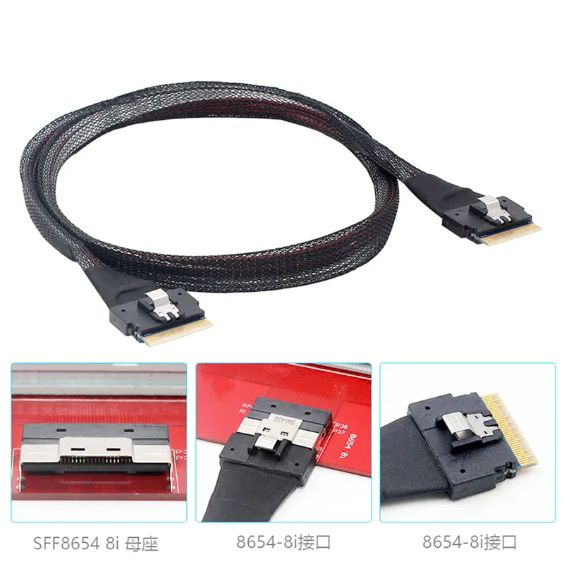 SFF-8654 8i To SFF-8654 8i Slim SAS Straight Cable