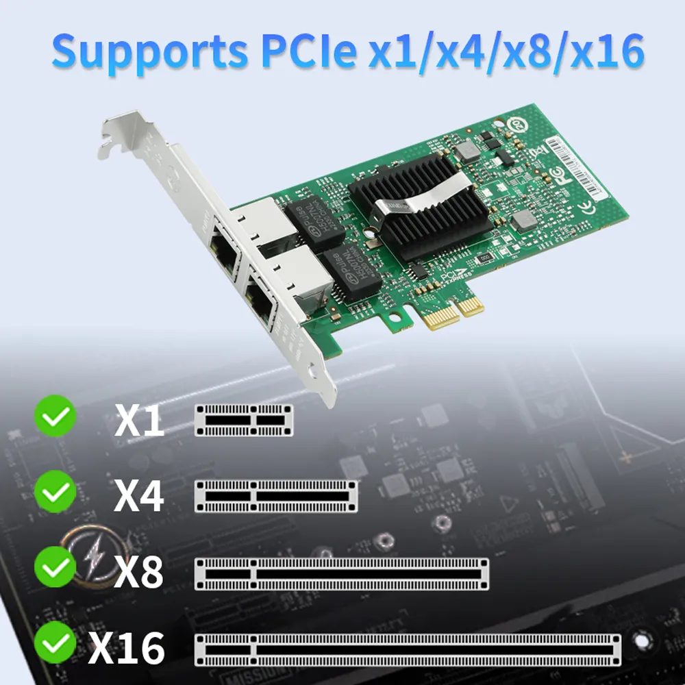 PCI-E X1 DUAL SFP NIC Intel 82576