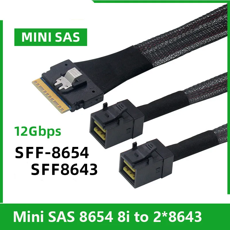 Slim SAS 8654 8i Split Cable SFF-8654 8i To 2×SFF-8643 Breakout Cable
