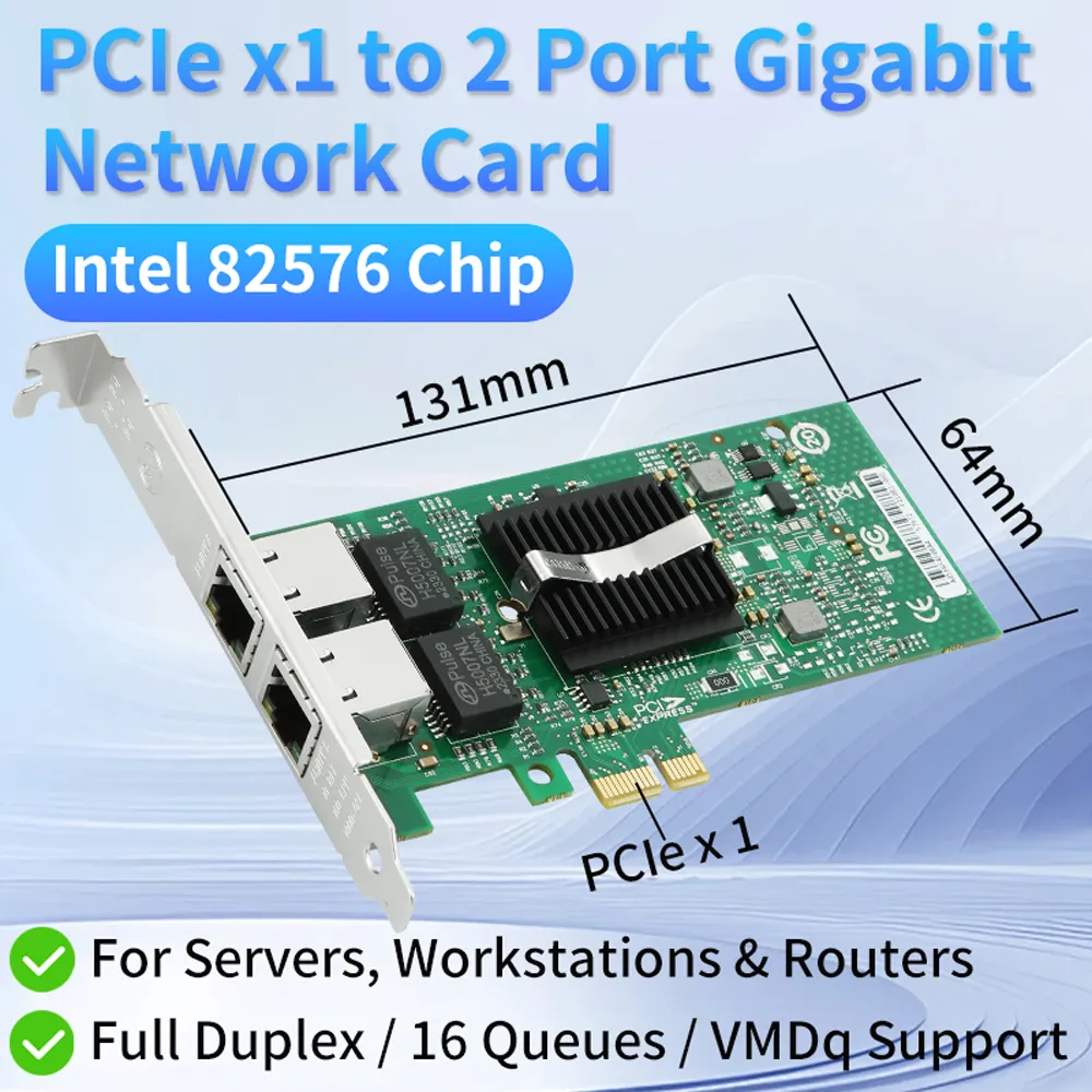PCI-E X1 DUAL SFP NIC Intel 82576