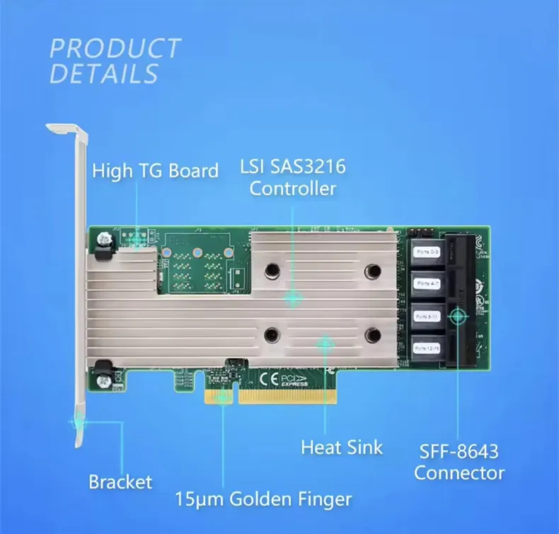 详情图片_01_结果 Broadcom LSI 9305-16i SAS/SATA HBA Controller Card PCIe 3.0 x8 12Gb/s 16-Port SFF-8643 IT Mode